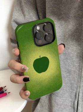 绿色晕染苹果EH适用苹果16promax/15promax/16pro菲林二合一15pro手机壳华为p70/mate60vivooppo小米15pc硬壳