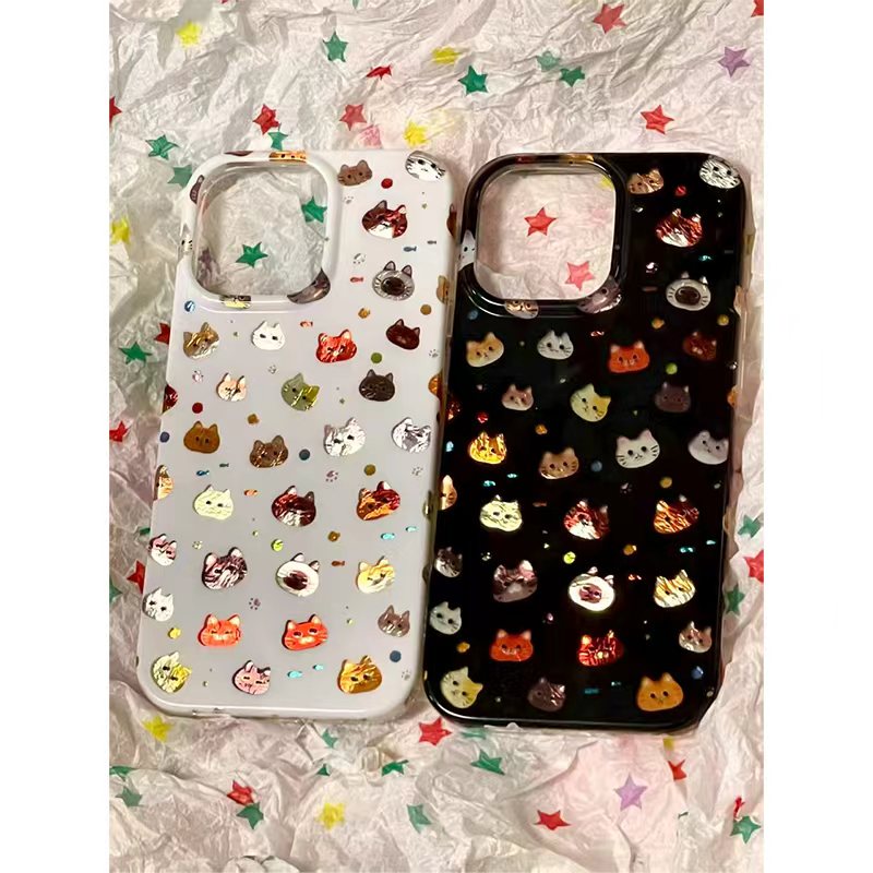 满屏猫头适用苹果17promax冰川手机壳iPhone16promax新款15/14pro全包防摔12/11华为P70vivo小米15oppo保护套