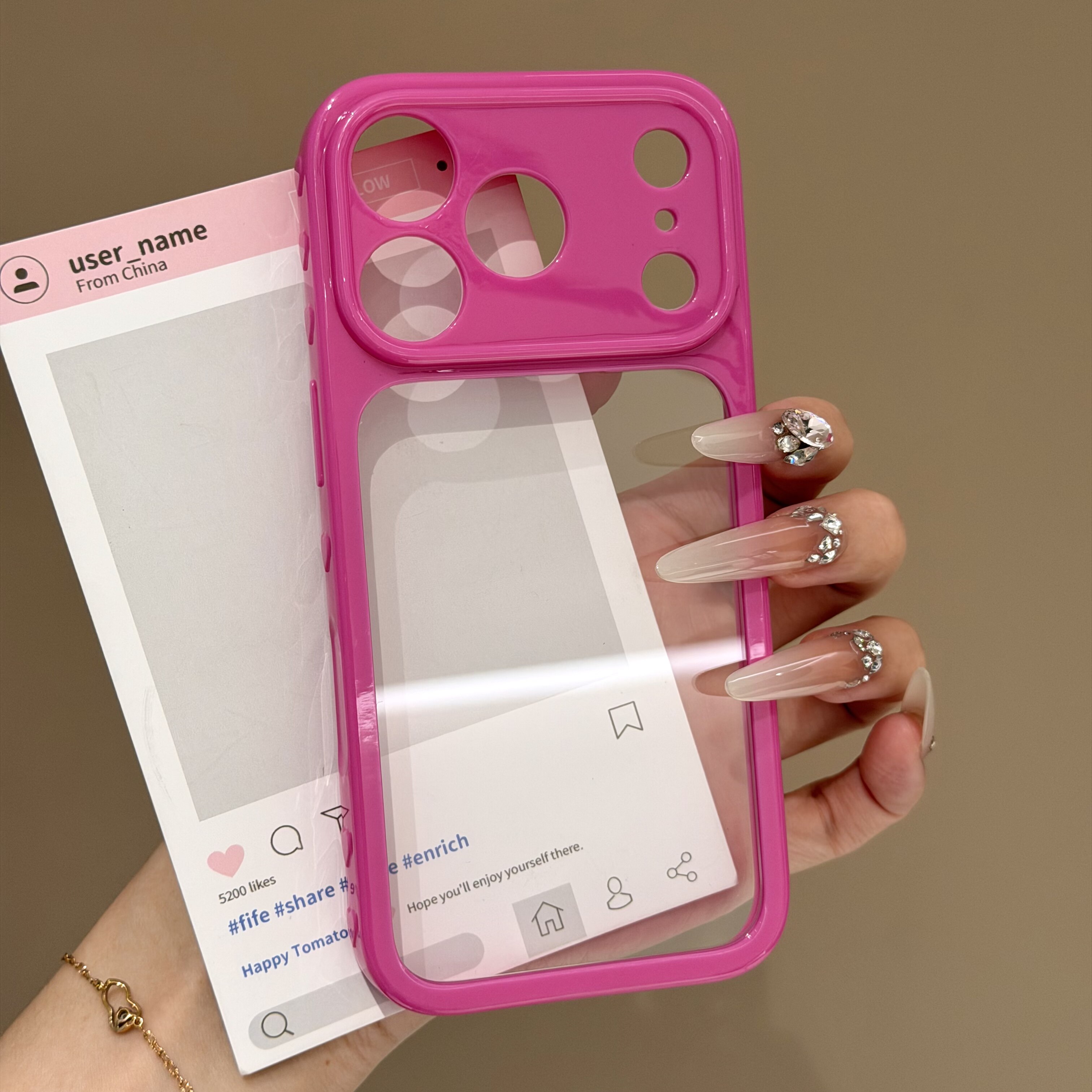 玫红秒变17大视窗透明壳适用苹果17/16promax侧边爱心手机壳iPhone15pro简约男女14pro亚克力13pro全包防摔套