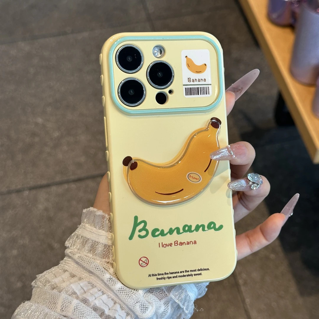 立体香蕉贴件适用苹果17/16promax秒变17大视窗手机壳适用iPhone15pro/14/13侧边爱心适用华为vivo小米oppo软