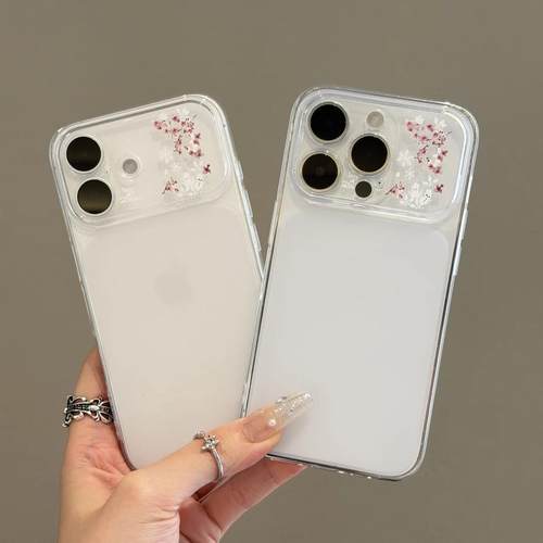 樱花树雪人适用苹果17/16promax太空手机壳透明iPhone16/15/14/13pro全包防摔vivo华为P70小米17oppo卡通新款