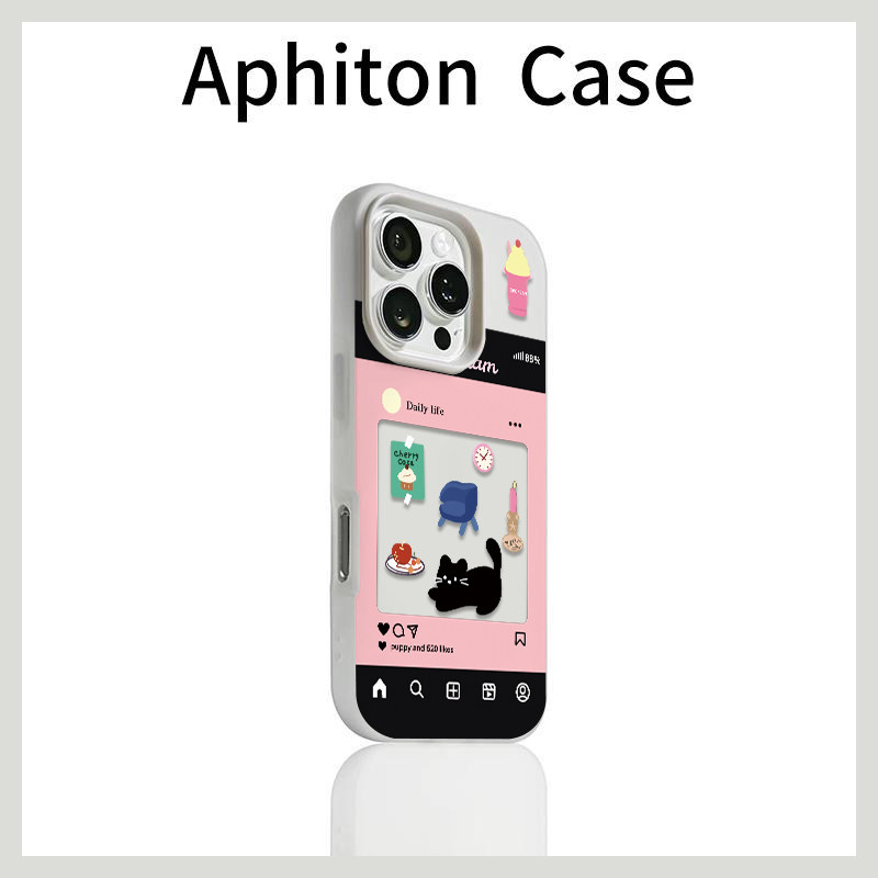 闹钟小黑猫适用苹果17/16promax果冻肤感二合一手机壳iPhone15/14/13pro小众创意vivo华为P70小米17oppo潮款