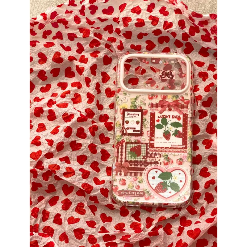 红格纹田园草莓适用苹果17promax双层手机壳iPhone16/15/14pro个性创意14/13/12全包防摔11小众13pro女款套xr