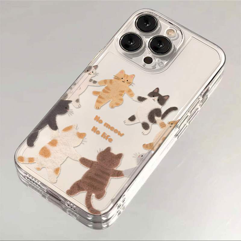 手拉手猫猫适用iPhone17promax/16proamx/15promax全包透明17pro手机壳苹果13华为P70vivo小米15oppo保护软套
