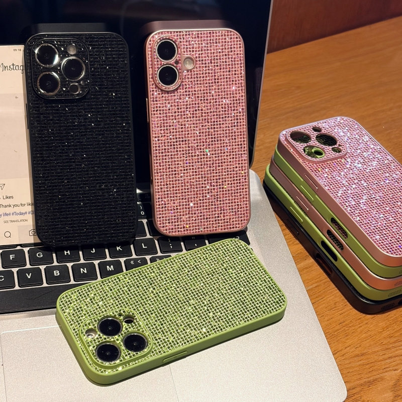 简约小众适用iPhone17/18Promax金属漆闪钻手机壳苹果16/15pro磨砂硬壳14/13pro个性12/11promax保护套