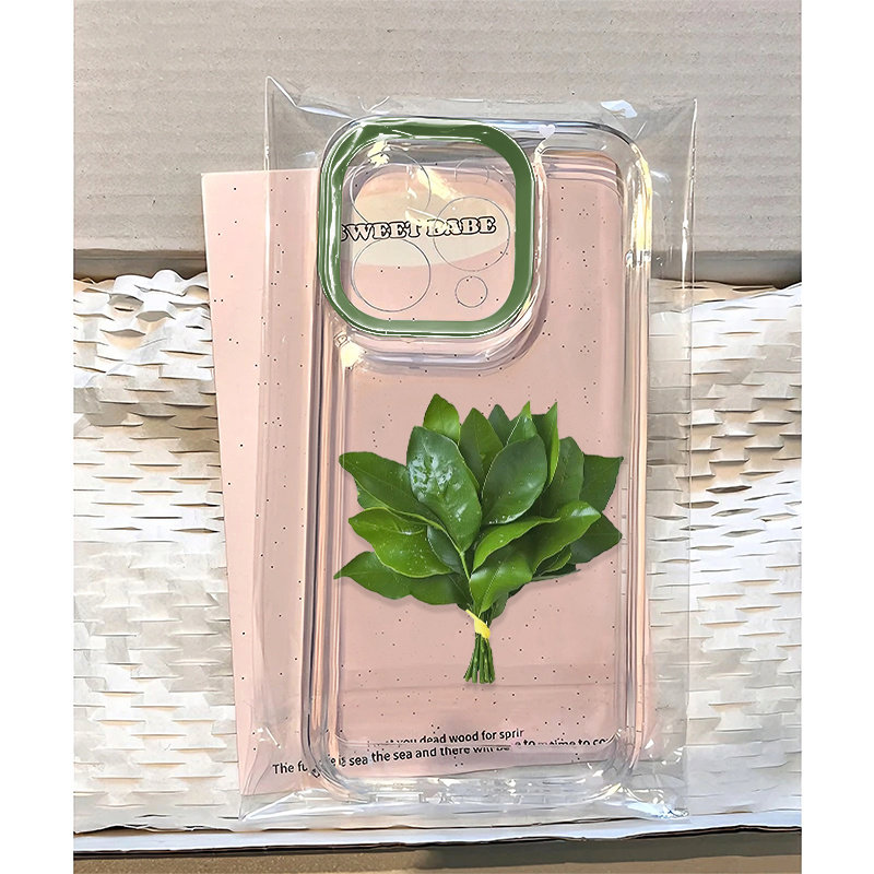 绿框柚子叶适用苹果17promax太空手机壳iPhone16/15/14/13/12全包透明AIR华为P70vivo小米15oppo11防摔软壳潮