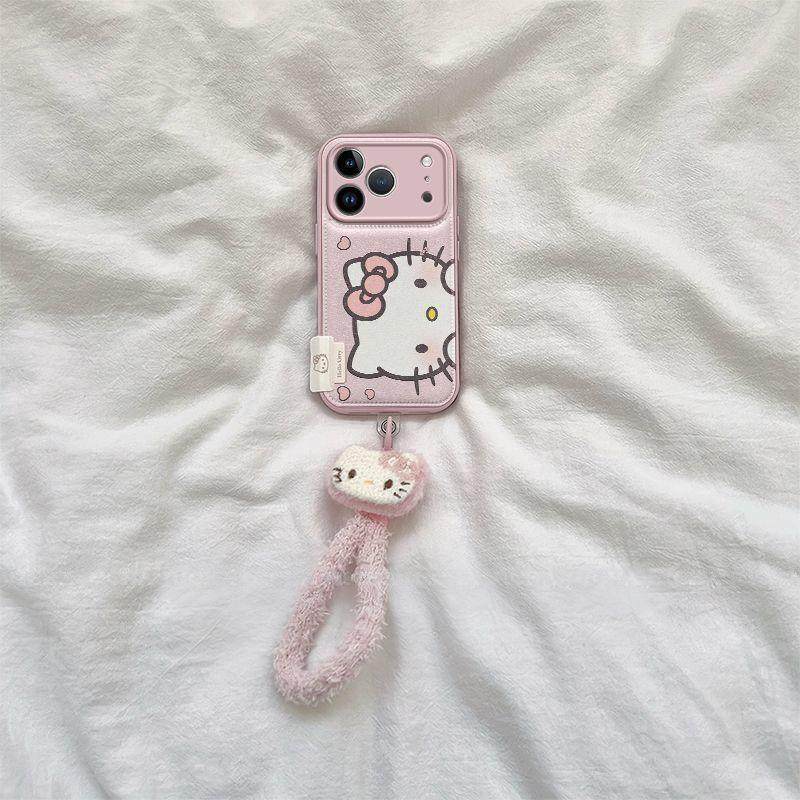 少女粉kitty挂绳适用苹果17promax气垫硅胶手机壳iPhone16pro全包防摔15/14/13pro可爱卡通12小众创意11软套