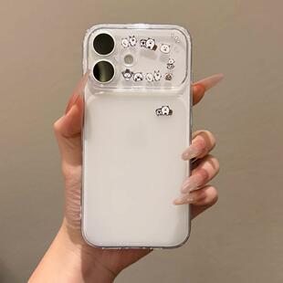 迷你自嘲熊适用苹果17/16promax太空手机壳透明iPhone16/15/14/13pro全包防摔vivo华为P70小米17oppo可爱卡通