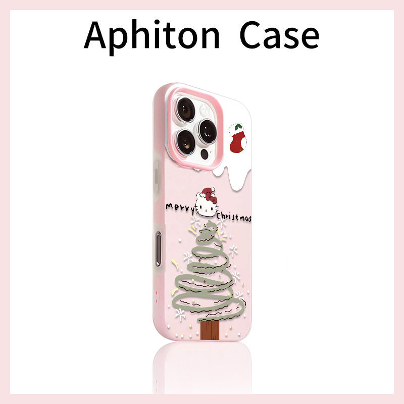 凯蒂猫圣诞树果冻二合一适用苹果17promax手机壳16/15plus磨砂肤感iPhone17pro全包16/15/14/13/12/11防摔AIR