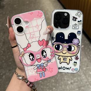 甜心吉立体星星眼镜适用苹果17promax大孔手机壳iPhone17/16/15/14/13pro双层11vivo华为P70小米15oppo情侣套