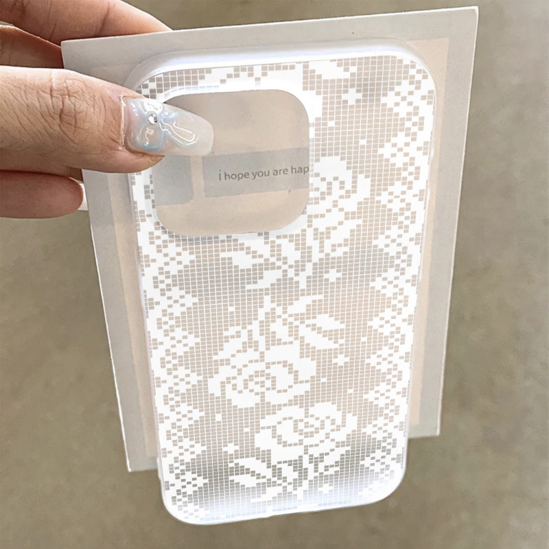 白蕾丝玫瑰花适用苹果17/16promax透白小麦壳iPhone15pro简约个性14plus小众创意13pro防摔12磨砂11男女AIR套