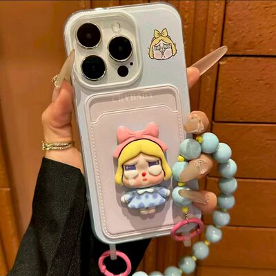 立体可爱哭娃挂绳卡包珠链适用苹果17promax手机壳iPhone16/15/14/13pro女款套nova12pro华为mate60荣耀100潮