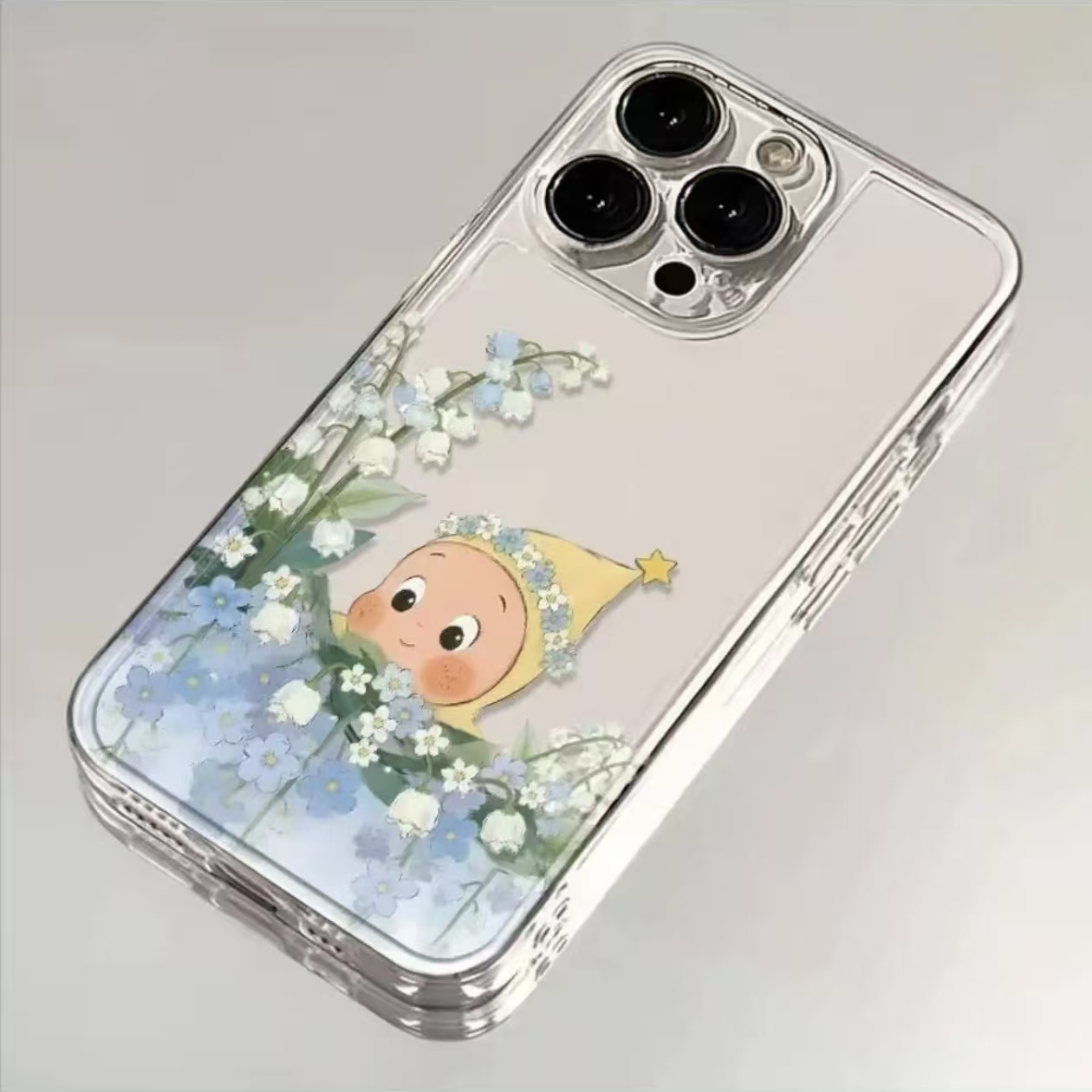 铃兰花星星人适用苹果17promax太空手机壳iPhone16PRO/15/14/13全包透明华为P70vivo小米17PROMAXoppo保护套