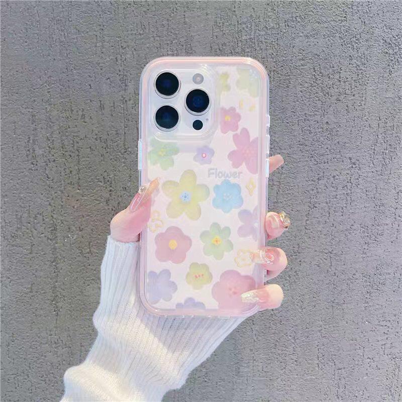 彩透色花朵适用苹果17/16promax透色手机壳iPhone15plus全包防摔14/13pro高颜值小米15vivo华为p70男女oppo潮