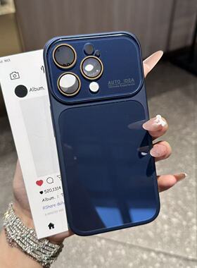 钛蓝色秒变17大视窗适用苹果17/16promax水晶镜框手机壳iPhone15plus小众14/13promax全包防摔12男女11个性潮