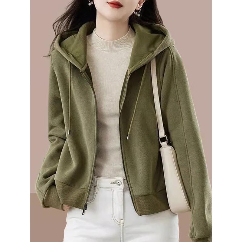 品牌高端女装2025年新款冬季时尚气质休闲连帽卫衣开衫拉链短外套