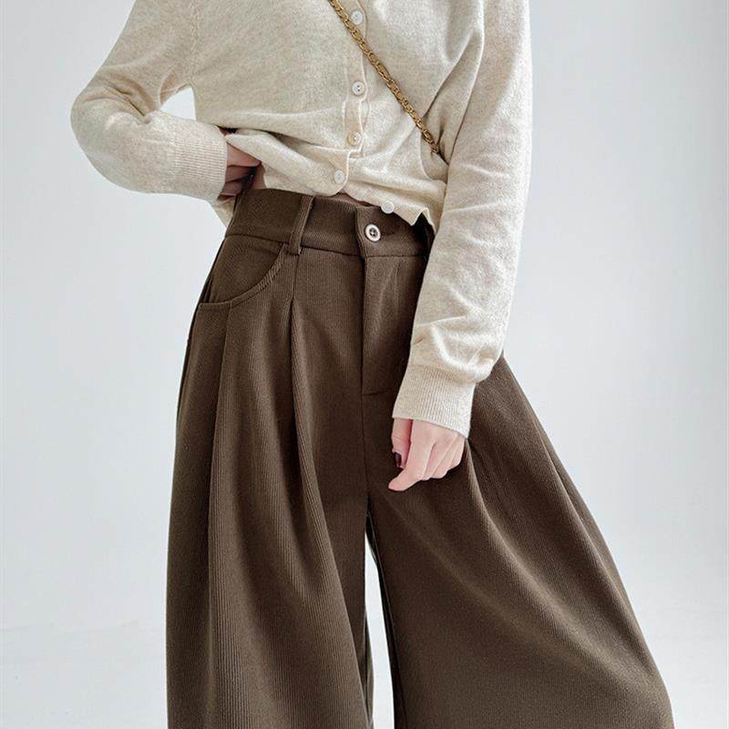 灯芯绒西装裤女秋冬新款慵懒显瘦高腰阔腿裤休闲宽松韩系加绒裤子,女装/女士精品,西装裤/正装裤,淘宝优惠券,粉丝福利购,淘宝优惠卷