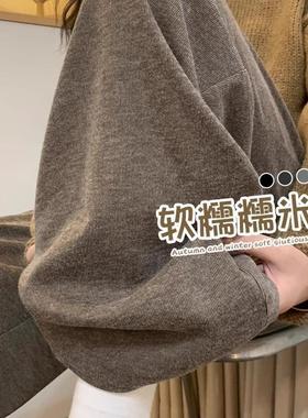 145小个子咖色糯米裤女秋冬150高腰直筒垂感慵懒羊绒加绒阔腿裤子