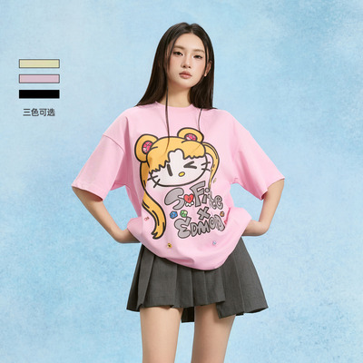 SOFITTE多巴胺穿搭炫彩水钻T恤