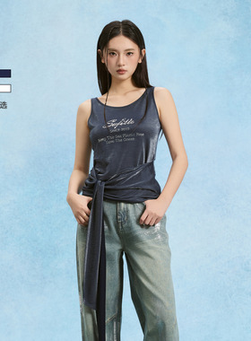 SOFITTE 25SSplayful time闪粉烫钻logo绑带松弛感吊带背心上衣
