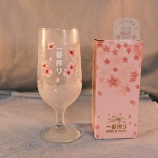 麒麟一番榨小众大容量啤酒高脚杯遇冷变色粉红创意日式轻奢经典