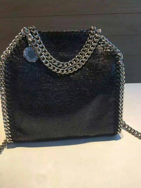 新款欧时尚潮流爆裂黑链条女包日韩风个性手提单肩斜跨包