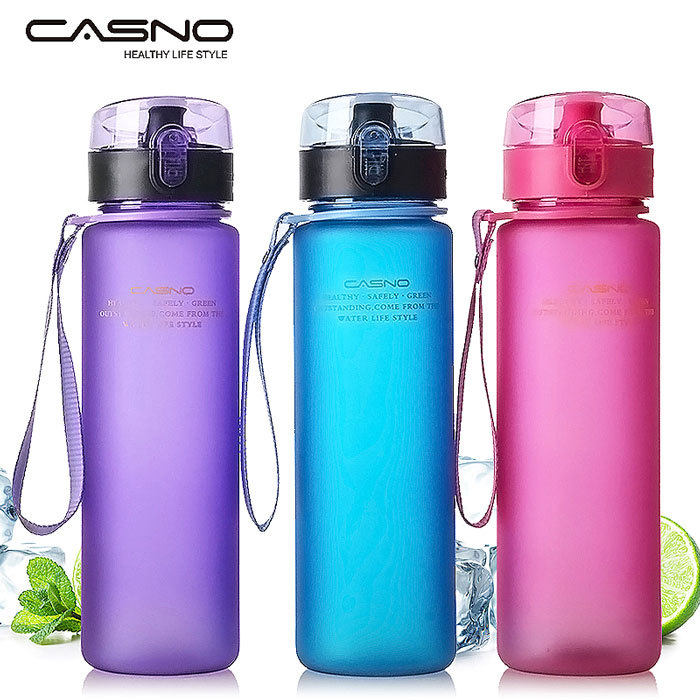 casno卡西诺磨砂运动水杯男女学生塑料随手杯提绳儿童水壶便携杯