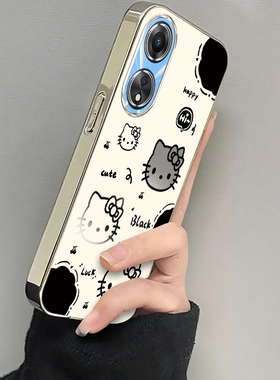适用OPPOA2x手机壳OPPO新款A2X5G保护OPPOAX套OPA/OPPA软电镀OPP0PP0PPO全包PPOA/OPOA防摔OPOPA女生黑白kt猫