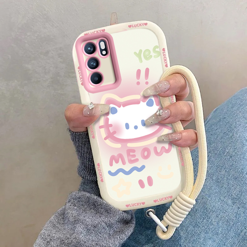 适用OPPOReno6手机壳OPPO新款Reno65G套Reon6pro高级感5G硅胶OPPORone全包OPP0PP0PPO防摔Ren09男女害羞kt猫