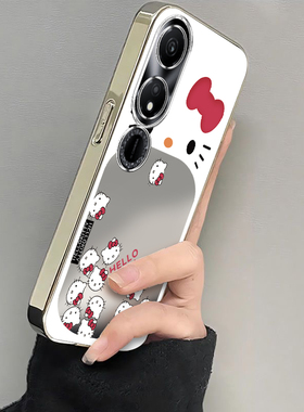 适用荣耀畅玩40S手机壳新款电镀银框软壳镜头全包防摔4OS保护套华为玩畅S40可爱创意直边高级感女生大嘴kt猫