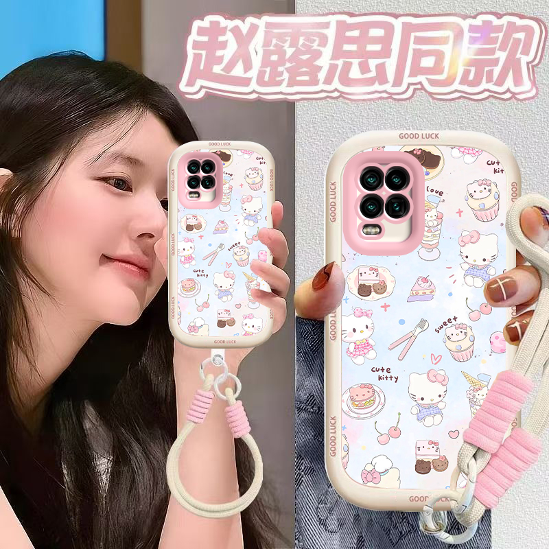 适用小米10青春版手机壳Mi10LiteZoom保护套M2002J9E十Lite春青板Zoom新款可爱液态硅胶全包防摔男女甜点kt猫