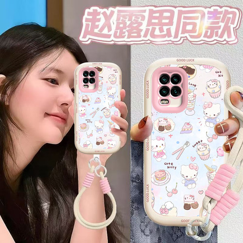 适用小米10青春版手机壳Mi10LiteZoom保护套M2002J9E十Lite春青板Zoom新款可爱液态硅胶全包防摔男女甜点kt猫