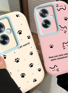 OPPOA2手机壳OPPO新款A2保护5G套A25G可爱OPA/OPPA液态硅胶OPP0PP0PPO全包PPOA防摔OPOP男女OA/POA线条猫爪