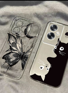 适用于OPPOA1s手机壳A1s5G保护套OPPOAS新款OPA/OPPA硅胶外壳OPP0PP0PPO全包OPPOAIS防摔OPPOALS透明猫咪蝴蝶