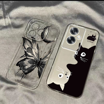 适用于OPPOA1s手机壳A1s5G保护套OPPOAS新款OPA/OPPA硅胶外壳OPP0PP0PPO全包OPPOAIS防摔OPPOALS透明猫咪蝴蝶