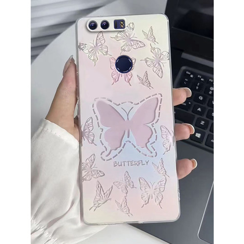 适用于荣耀8手机壳FRD一AL10保护套Honor八FRDAL00华为新款仙女款粉色外壳全包防摔软壳渐变蝴蝶ins送钢化膜