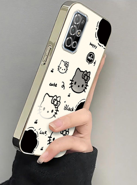 适用荣耀30S手机壳HONOR3OS保护套H0N0R30S30华为新款电镀银框全包防摔可爱网红高级感专用软壳女生黑白kt猫