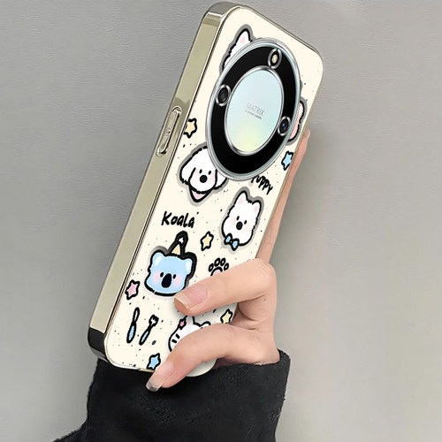 适用荣耀X40手机壳HONORX40保护套X4O华为40X新款叉四零专用可爱软电镀全包防摔网红曲屏曲面屏女生黑白kt猫