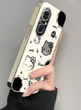 适用荣耀50SE手机壳HONOR5OSE保护套ES华为新款H0N0R50S50E电镀全包防摔专用可爱网红高级感荣誉女生黑白kt猫