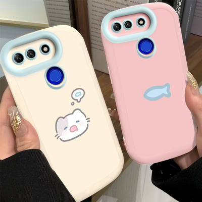 适用荣耀V20手机壳HONORV20保护套华为PCT一AL10新款PCTAL10专用可爱V2O软硅胶全包防摔HONOR20V男女小猫小鱼