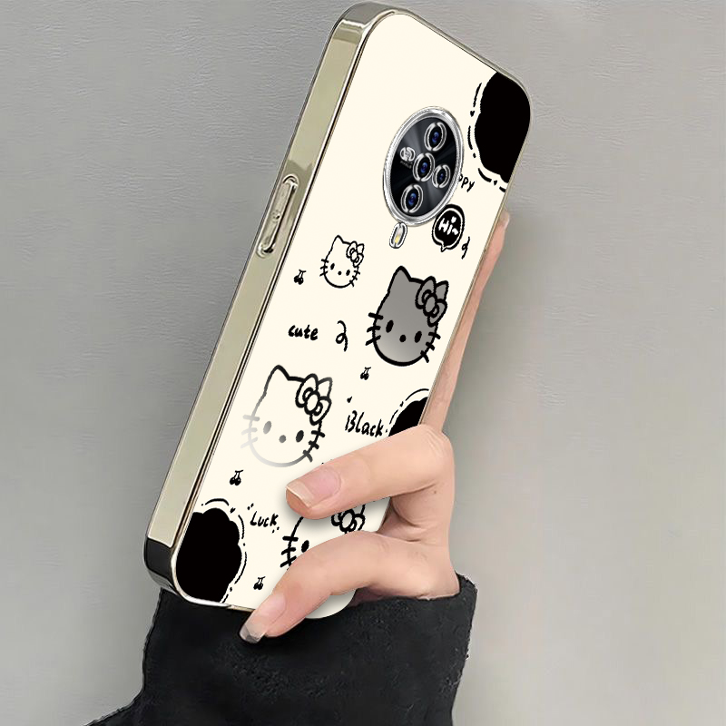 适用vivoS6手机壳vivo S6保护套viv0新款可爱vivis电镀银框vovos全包防摔vovis步步高维沃viovs女生黑白kt猫