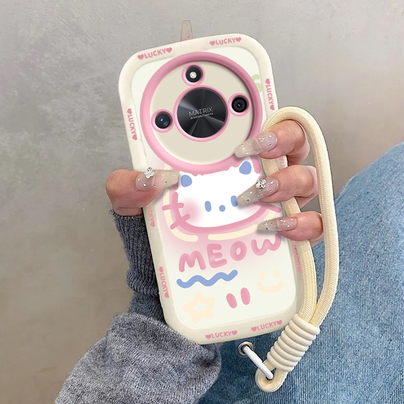 适用荣耀X50手机壳HONORX50保护套X5O华为50X新款叉五零专用可爱软硅胶全包防摔网红曲屏曲面屏男女害羞kt猫