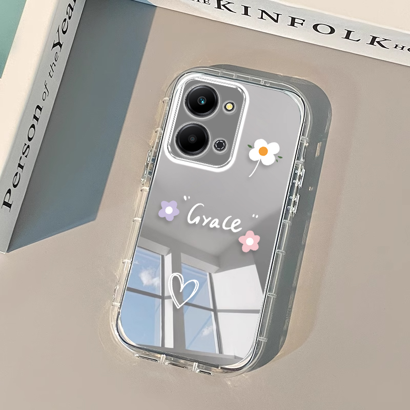 适用于荣耀play7t手机壳新款华为HonorPlay5/6Tpro爱心小花paly5t全包防摔magic4保护套镜面magic3男女款可爱