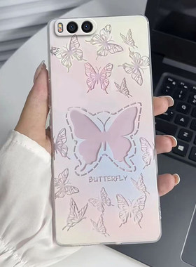 适用于小米note3手机壳MCE8保护套minote3硅胶透明渐变蝴蝶女全包防摔noto3后壳not新款nota时尚nont送钢化膜