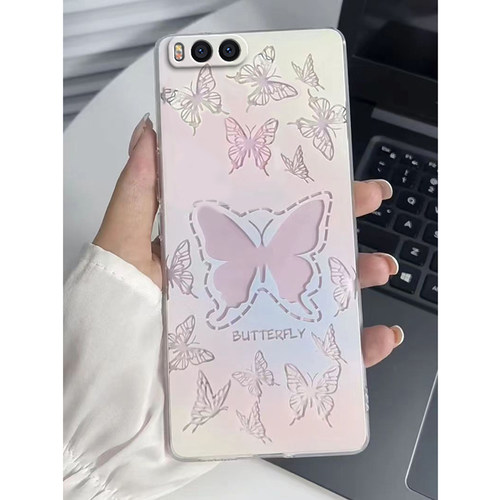 适用于小米note3手机壳MCE8保护套minote3硅胶透明渐变蝴蝶女全包防摔noto3后壳not新款nota时尚nont送钢化膜