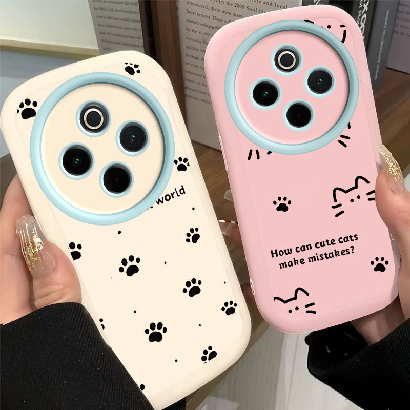 适用vivoY300Pro+手机壳Y300Pr0十vivo保护套新款液态硅胶全包防摔曲屏曲面屏viv0加Por丫voviy男女线条猫爪