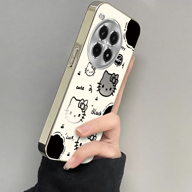 适用一加Ace3Pro手机壳1加Ac3P保护套OPPO新款可爱Aec十OPPOAce二A3Por电镀银框全包防摔ONEPlus女生黑白kt猫