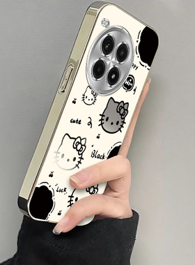 适用一加Ace3Pro手机壳1加Ac3P保护套OPPO新款可爱Aec十OPPOAce二A3Por电镀银框全包防摔ONEPlus女生黑白kt猫