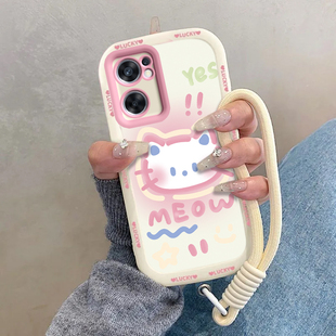 适用OPPOReno7SE手机壳OPPO新款Reno7ES5G套OPPORone液态硅胶OPPORen全包防摔0PP0Ren07SE高级感男女害羞kt猫