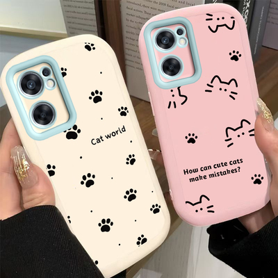 适用OPPOReno7SE手机壳OPPO新款Reno7ES5G套OPPORone液态硅胶OPPORen全包防摔0PP0Ren07SE高级感男女线条猫爪